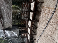 5 matching dark wooden chairs with floral cushioned seat photo - Set-Exchange.co.uk