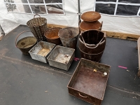 Variety of metal buckets, barrels, cases, drawers photo - Set-Exchange.co.uk