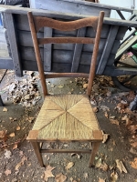 Single small wooden chair with wicker seat photo - Set-Exchange.co.uk
